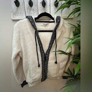 American Eagle Hooded Fleece Full Zip Jacket with Black & White Trim, Size MED